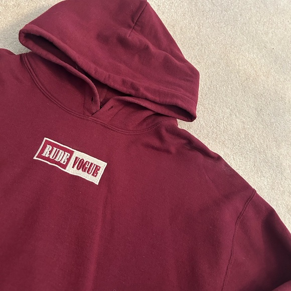 RudeVogue Burgandy Hoodie, Large - Picture 2 of 4